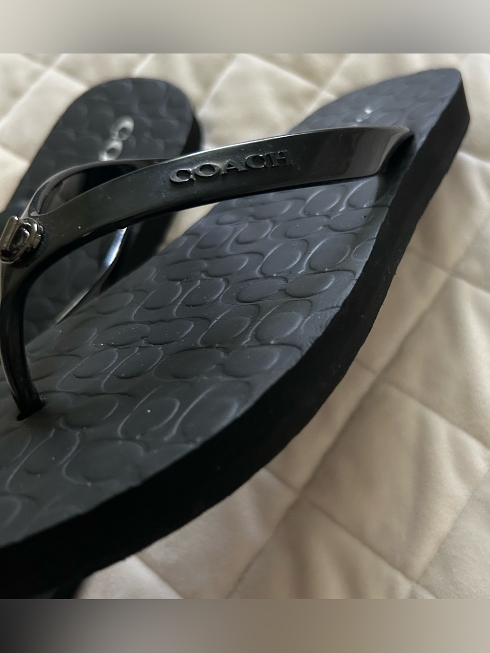 Coach Abbigail Flip Flop Sandals Womens 7 B Black Casual - Picture 2 of 4